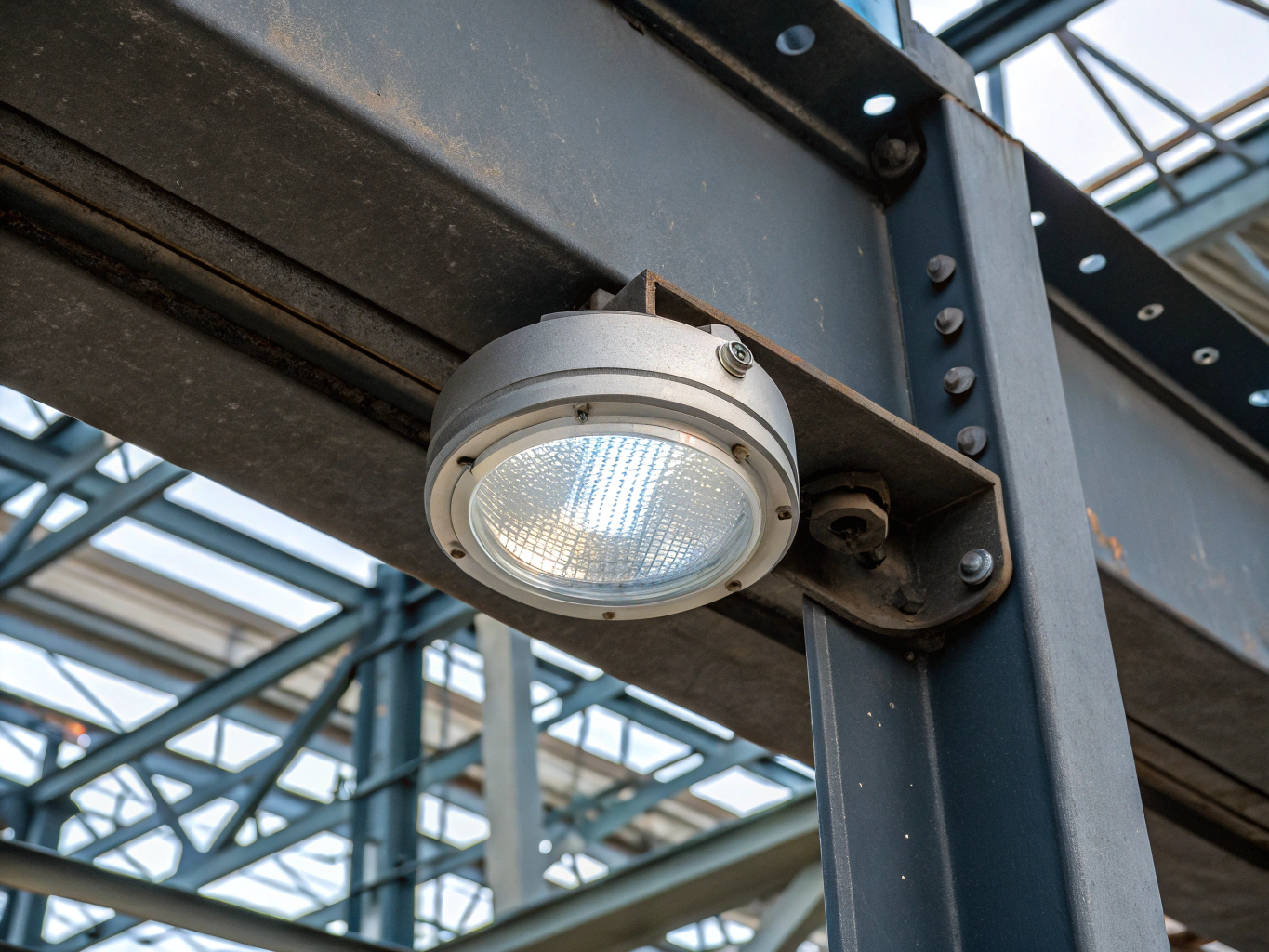High-output LED shop bay light fixture and magnetic task pod