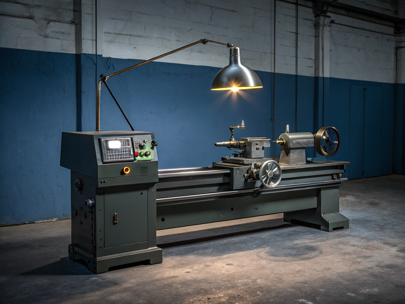 Precision metal bench lathe with machined cutting bit
