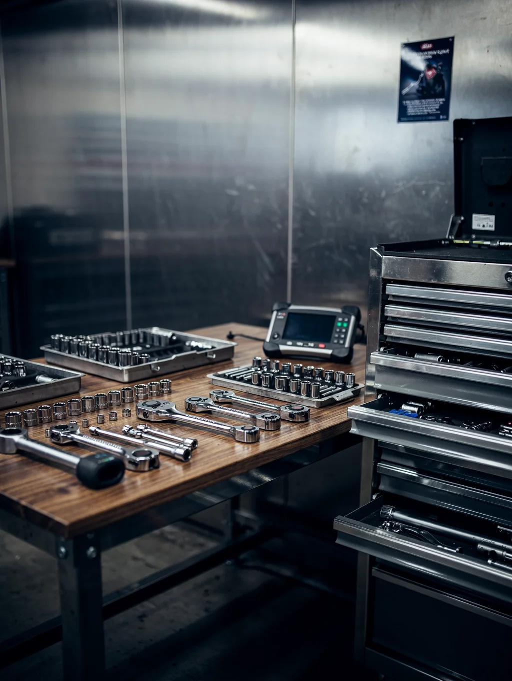 Industrial tool testing and equipment staging at Huga Scalet depot